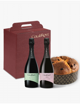 Bauletto 2 bottiglie Spumante TRE e Panettone Artigianale Muzzi