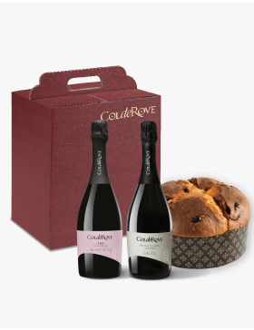 Bauletto 2 bottiglie Prosecco DOC - Tre Spumante Rosé - Panettone Artigianale Muzzi